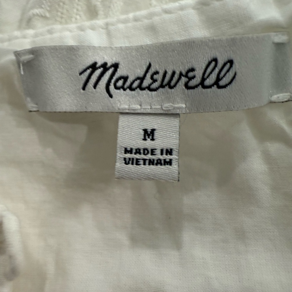 Madewell Embroidered Eyelet Button-Front Tiered Mini Dress-Size Medium - Picture 8 of 13
